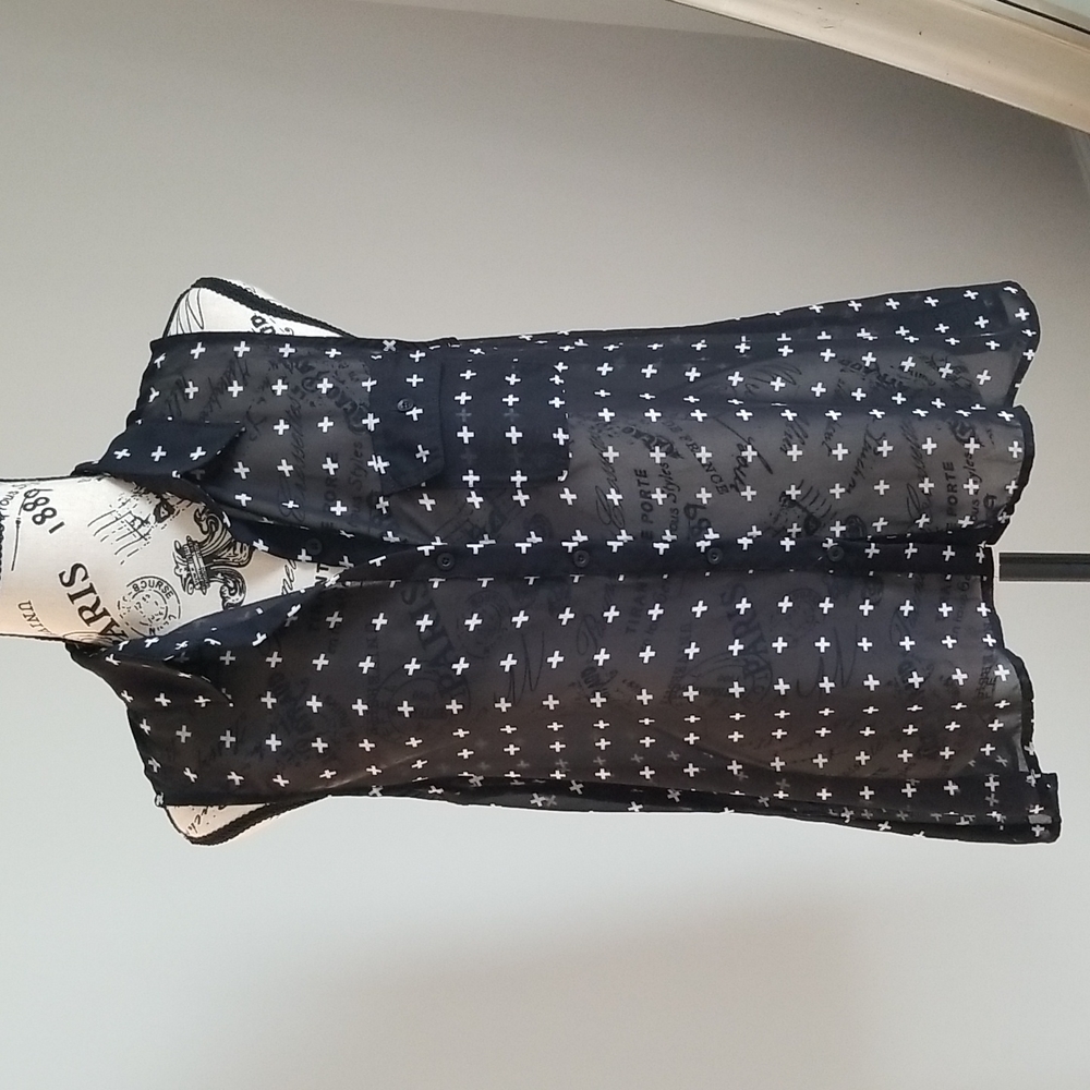 No Sleeves Mesh Blouse